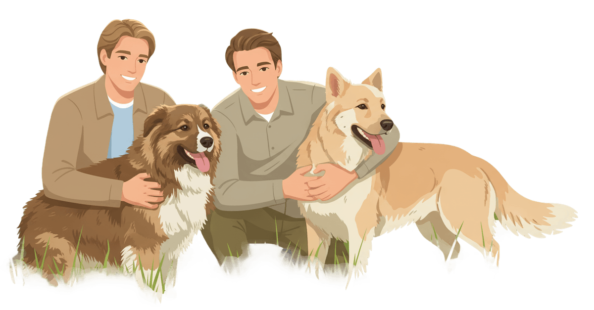 Twee mensen met hun huisdieren